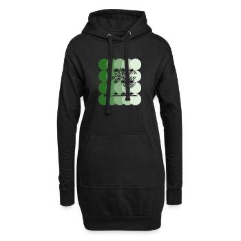 Silhouette Tree with Green Circles Art - Hoodie Dress - black - Front