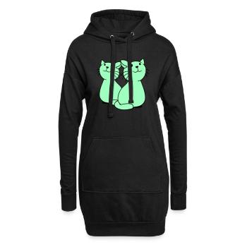 Deux chats heureux 2 amis Couple Équipe Couple - Sweat-shirt à capuche long Femme - noir - Devant