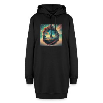 Magisches Portal - Hoodie-Kleid - Schwarz - Vorne - AI Model Female 172 light (172cm)