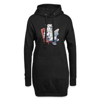 Eisbär liest Zeitung - Hoodie-Kleid - Schwarz - Vorne