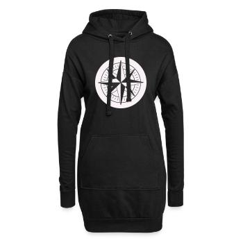 Kompass - Hoodie-Kleid - Schwarz - Vorne