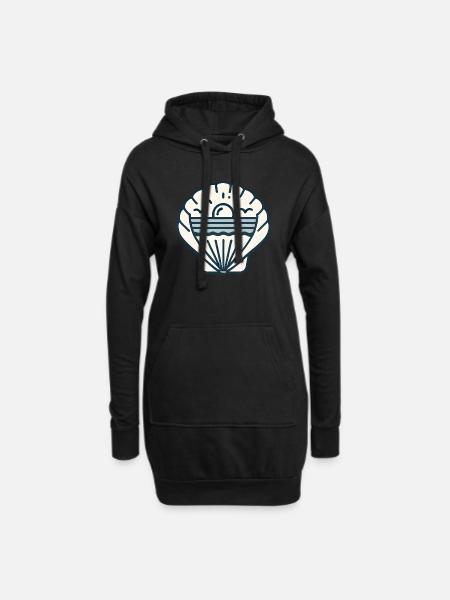 Strandmuschel - Hoodie-Kleid - Schwarz