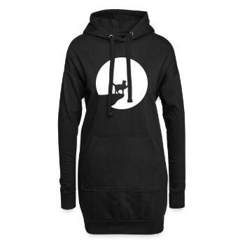 Chat Lune Falaise La Nuit Loup-Garou Rond Hurlant Drôle - Sweat-shirt à capuche long Femme - noir - Devant