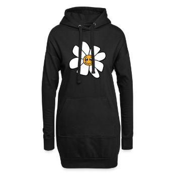Petit drôle de fleur heureuse visage dessin animé - Sweat-shirt à capuche long Femme - noir - Devant