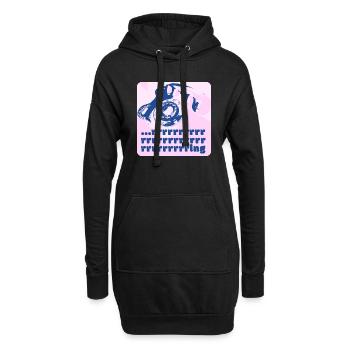 Retro Telefon - "Rrrrrrring" - Hoodie-Kleid - Schwarz - Vorne