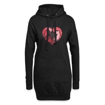 All you need is love and a Cat - Hoodie Dress - black - Front