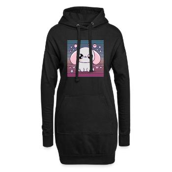 Design « Douces pattes étoilées » - Sweat-shirt à capuche long Femme - noir - Devant