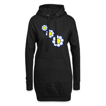 3 Marguerites Blanches Fleurs Printemps Eté Jolie - Sweat-shirt à capuche long Femme - noir - Devant