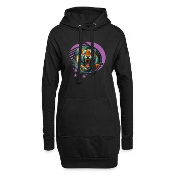 Tigre rugissant - Sweat-shirt à capuche long Femme - noir - Devant