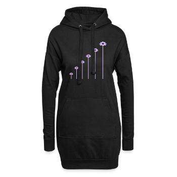Lot de jolies fleurs Marguerite motif décoratif - Sweat-shirt à capuche long Femme - noir - Devant