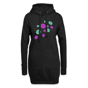Beaucoup de jolies fleurs colorées motif décoratif belle - Sweat-shirt à capuche long Femme - noir - Devant