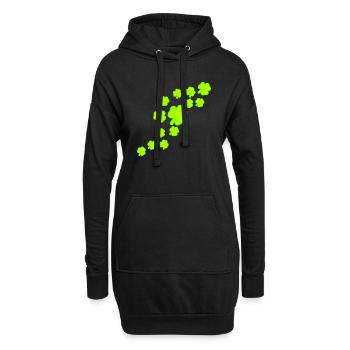 trèfle de nombreuses feuilles à trois feuilles motif vert - Sweat-shirt à capuche long Femme - noir - Devant