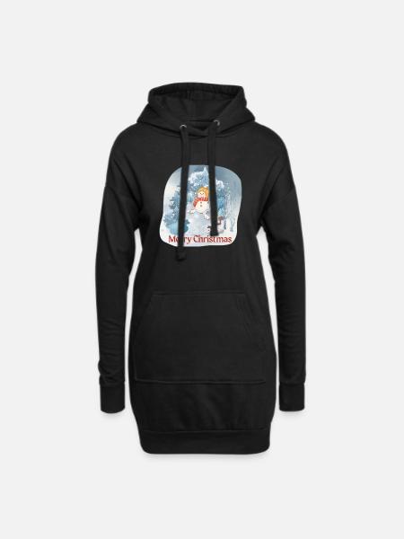Snowman Merry Christmas - Hoodie Dress - black