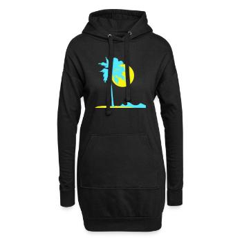 Palme Insel Strand Urlaub Sonne Meer Schön Abend - Hoodie-Kleid - Schwarz - Vorne