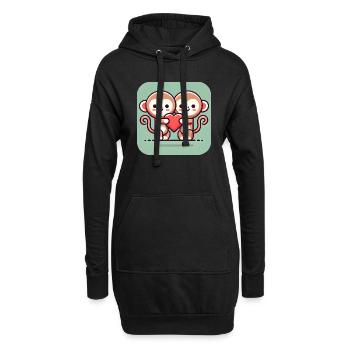 Affen mit Herz - Hoodie-Kleid - Schwarz - Vorne