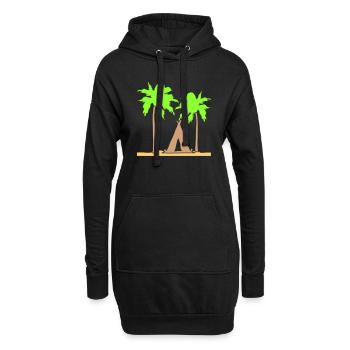 tente palmiers loisirs plage vacances camping-car en plein air - Sweat-shirt à capuche long Femme - noir - Devant