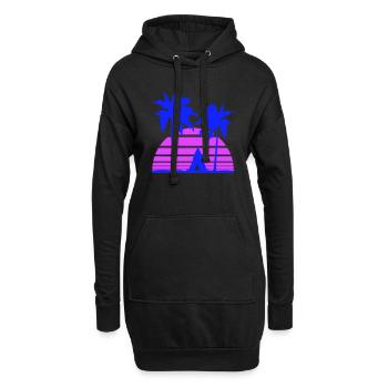 tente palmiers loisirs plage vacances camping-car en plein air - Sweat-shirt à capuche long Femme - noir - Devant
