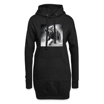 loup animal vecteur nature illustration design sauvage - Sweat-shirt à capuche long Femme - noir - Devant