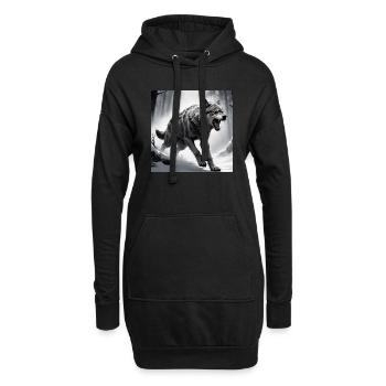 loup animal vecteur nature illustration design sauvage - Sweat-shirt à capuche long Femme - noir - Devant