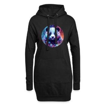 Panda fractal - Sweat-shirt à capuche long Femme - noir - Devant