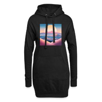 Minimalist mountain landscape at sunrise - Hoodie Dress - black - Front