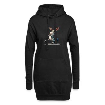 Esel Comic - Hoodie-Kleid - Schwarz - Vorne