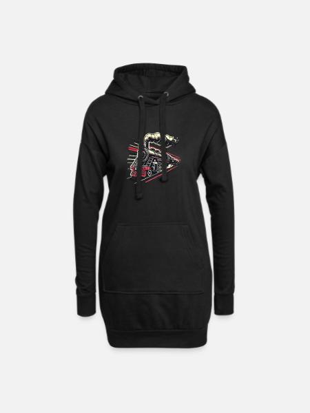 Dampflok Zug Modeleisenbahn - Hoodie-Kleid - Schwarz