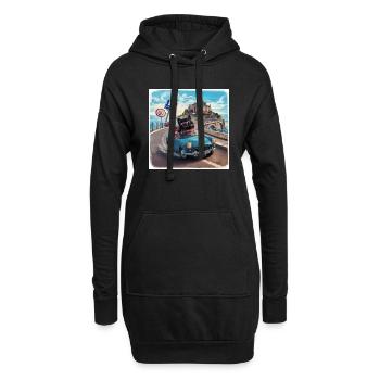 Chat en tournée - J’aime la France - Mont-Saint-Michel - Sweat-shirt à capuche long Femme - noir - Devant