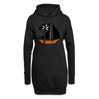 Painted Pirate Ship Kids Motif Drawing Cool - Hoodie Dress - black - Front