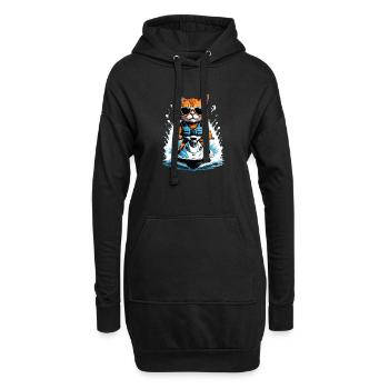 Cat Jet Ski Chat Drôle Drôle Cadeau - Sweat-shirt à capuche long Femme - noir - Devant