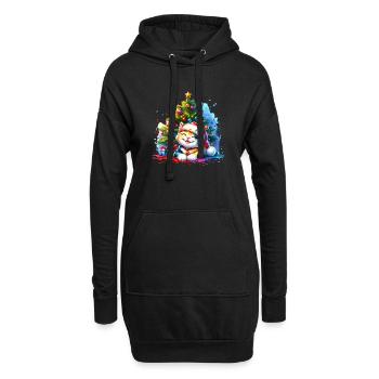 Chat mignon Noël - Sweat-shirt à capuche long Femme - noir - Devant