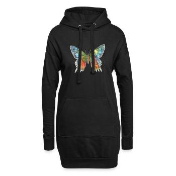 Papillon - Sweat-shirt à capuche long Femme - noir - Devant
