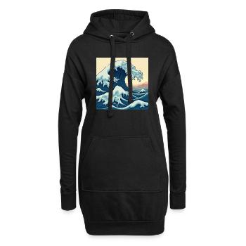 Fantastique océan Atlantique - Vagues océaniques rétro - Sweat-shirt à capuche long Femme - noir - Devant