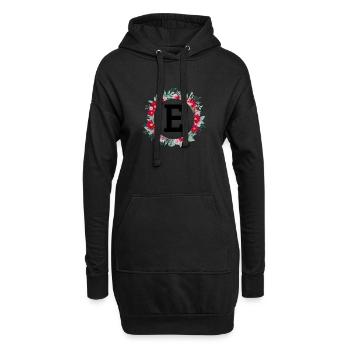 Buchstabe e Blumenkranz - Hoodie-Kleid - Schwarz - Vorne