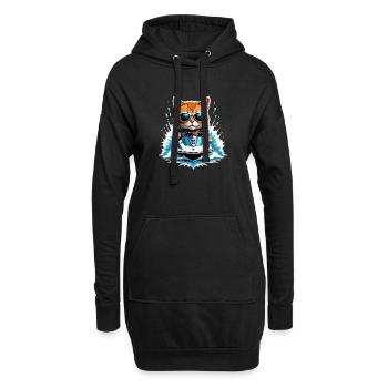 Cat Jet Ski Chat Drôle Drôle Cadeau - Sweat-shirt à capuche long Femme - noir - Devant