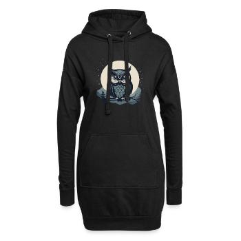 Stylized Owl - Hoodie Dress - black - Front