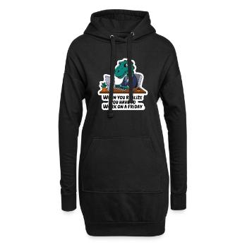 Dinosaure au bureau - travail après les heures de travail le vendredi - Sweat-shirt à capuche long Femme - noir - Devant