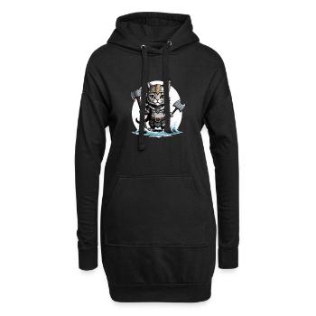 Cat Wikinger Viking Katze Geschenk Süß - Hoodie-Kleid - Schwarz - Vorne