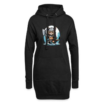 Cat Wikinger Viking Katze Geschenk Süß - Hoodie-Kleid - Schwarz - Vorne