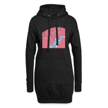 Sakura - Sweat-shirt à capuche long Femme - noir - Devant