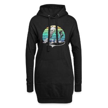 Kitesurf rétro - Sweat-shirt à capuche long Femme - noir - Devant
