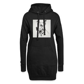 Hund mit Kette in schwarz weiss - Hoodie-Kleid - Schwarz - Vorne
