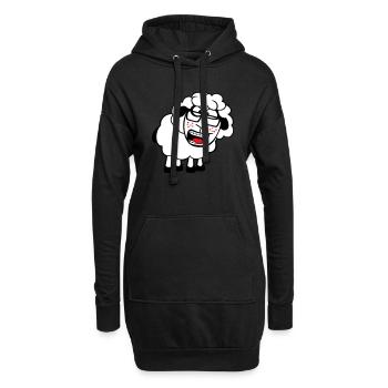 Schaf Nerd Hornbrille Brille Spange Geek Schlau - Hoodie-Kleid - Schwarz - Vorne