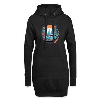 Retro Future - Hoodie-Kleid - Schwarz - Vorne