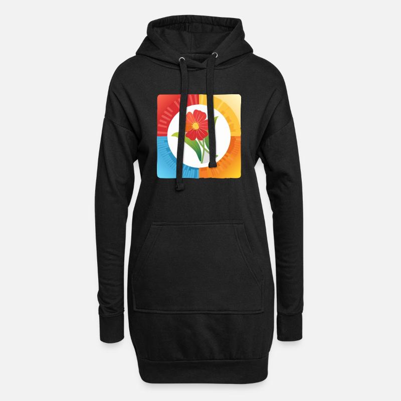 One Flower Peace - Hoodie-Kleid - Schwarz