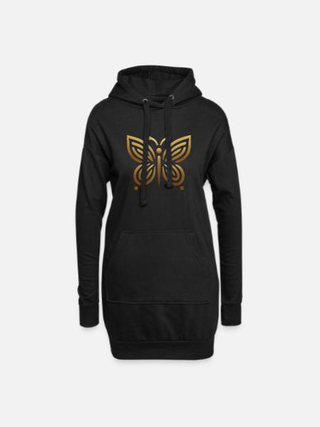 Schmetterling - Hoodie-Kleid - Schwarz