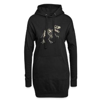 T-Rex Skelett Dinosaurier Dino - Hoodie-Kleid - Schwarz - Vorne