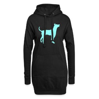 Grande Silhouette De Chien Contour Dangereux Bordure - Sweat-shirt à capuche long Femme - noir - Devant