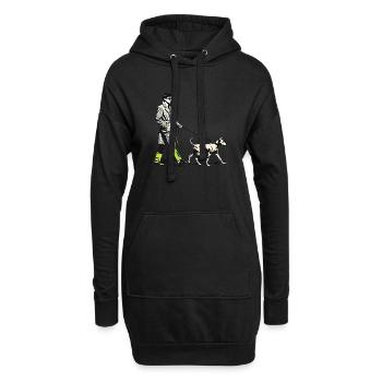 Promener le chien - Sweat-shirt à capuche long Femme - noir - Devant