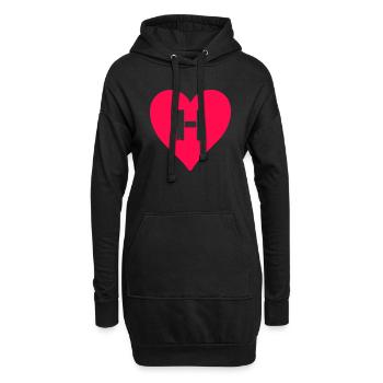 Lettre de cœur H - Sweat-shirt à capuche long Femme - noir - Devant